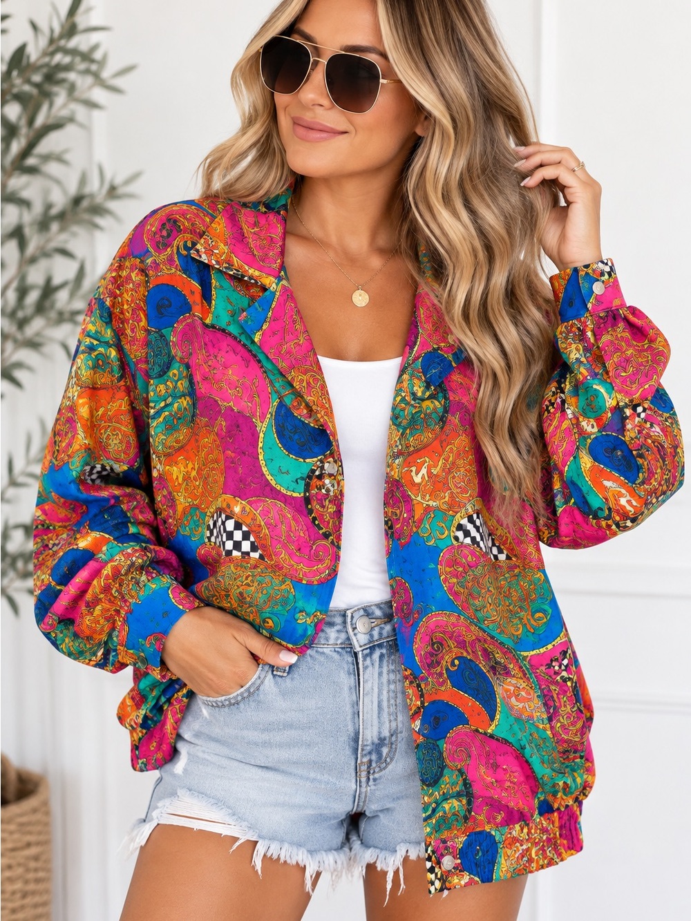 Vintage Tan Jay Nygaard Paisley Jacket Large Made USA Colorful Baroque Blazer